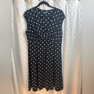Ralph Lauren Black and White Polka Dot Midi Dress